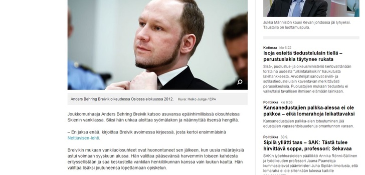 Breivik ei jaksa enää | uhkaa näännyttää itsensä hengiltä