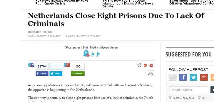 Alankomaat sulkee vankiloita, koska ei ole vangittavia