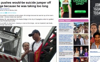 Man pushes would-be suicide jumper off bridge because he was taking too long | Reilupeli.