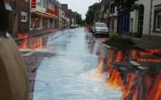 Lava Eruption - a Great 3D Street Art Project | This is a very cool street art. This beauty is drawn in Germany on an ordinary street.