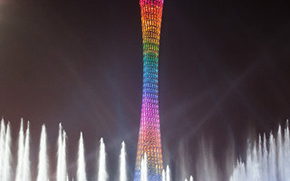 Rainbow Tower | Guangzhou TV Tower - the tallest tower in the world. Built in 2005-2010 by ARUP for the Asian Games in 2010. The height of the tower is 610 meters. To a height of 450 meters of the tower was built as a combination of hyperboloid carrier retina and the cen