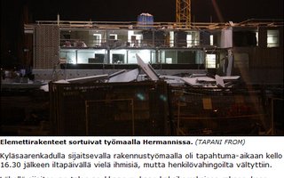 Monenko euron tuntipalkalla? | Kokonainen seinä romahti rakennustyömaalla Helsingissä.