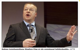 Taloussanomat: Stephen Elop yksi maailman huonoimmista johtajista | Uutiskanava CNBC:n kommentaattoreiden mukaan Nokian Stephen Elpo on yksi tämän vuoden surkeimmista yritysjohtajista, kertoo Taloussanomat.
