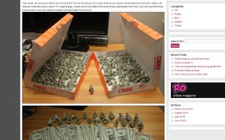 Origami pig as penalty payment | This week, an American citizen was fined $ 137.He decided to pay it in cash at the police station.He handed the clerk two cartons of donuts.Inside the boxes were 137 origami pigs, made out of one-dollar bills.