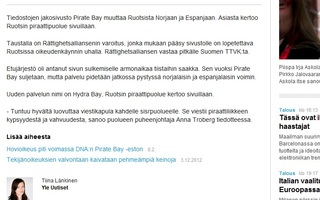 Pirate Bay muuttaa pois Ruotsista | Missään ei olla enää turvassa tekijänoikeusmonsterilta.