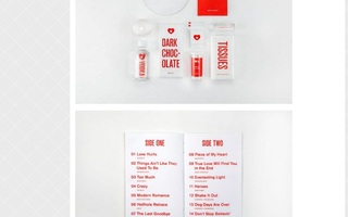 First-aid kit for broken hearts | Designer Melanie Chernock has created this first aid kit for the people with broken hearts.Includes only the most necessary things for this … It contains chocolate, vodka, tissues, bubble bath, a candle and a music CD with appropriate songs.
