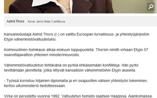 Astrid Thors lähtee Suomesta
