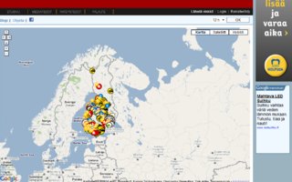 Hälytykset kartalla | Sivulla näät Suomen kartalla hälytykset 24h sisällä.
