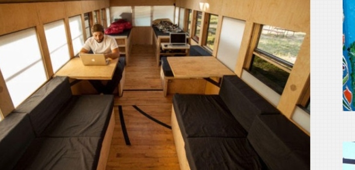 Awesome School Bus Mobile Home | Architecture student Hank Butitta turned an old bus into a functional, spacious school bus mobile home for less than $10000.