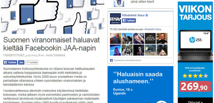 Suomen viranomaiset haluavat kieltää Facebookin JAA-napin | Virkamiehet taas vauhdissa. Kielletään KAIKKI!