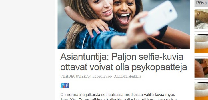 Asiantuntija: Paljon selfie-kuvia ottavat voivat olla psykopaatteja