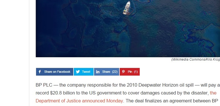 BP öljy-yhtiö saa $20 miljardin sakot | Vuonna 2010 tapahtunut öljyvuoto mereen.