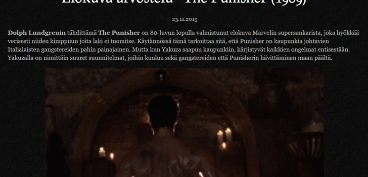 Elokuva-arvostelu: The Punisher (1989) | Santeri Mäkisen Blogissa arvostellaan Dolph Lundgrenin tähdittämä Marvelin sarjakuvafilmatisointi.. vai arvostellaako sittenkään?