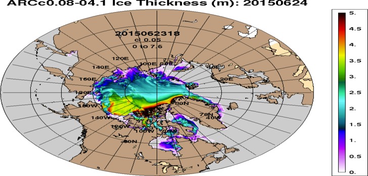 Arktiksen jäiden sulamista, jäätymistä ja liikkumista viimeisimmän vuoden ajalta. | Merijää on meriveden pinnalle muodostuvaa jäätä. Merijää muodostuu yleensä noin −2 °C:n paikkeilla, johtuen merien suolaisuudesta, joka madaltaa jäätymispistettä. Merijää eroaa jäävuorista, jotka ovat mannerjäästä tai jäätiköistä mereen irronneita lohkareita. Jäävuoret muodostuvat pakkautuneesta lumesta ja koostuvat siten suolattomasta vedestä.